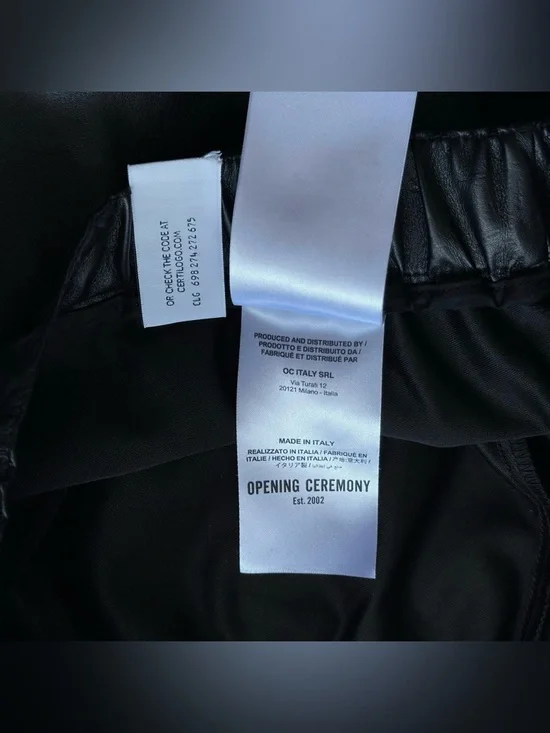 Opening Ceremony Black Faux Leather Men’s Track Pants - Picture 6 of 10